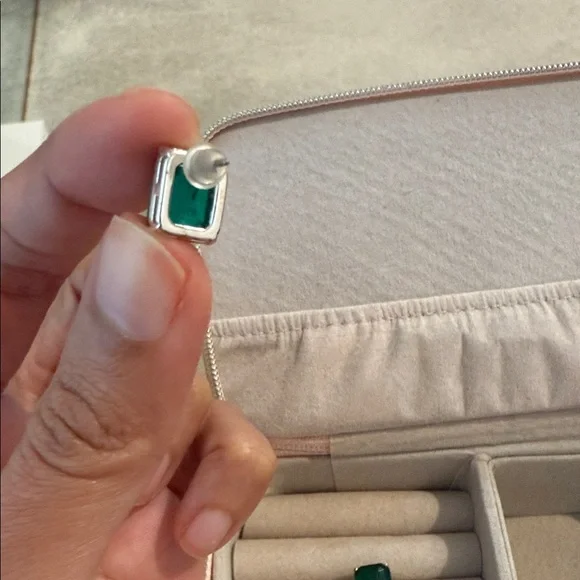 Emerald Green Ralph Lauren  Earrings and free unbranded pendant - Picture 2 of 5